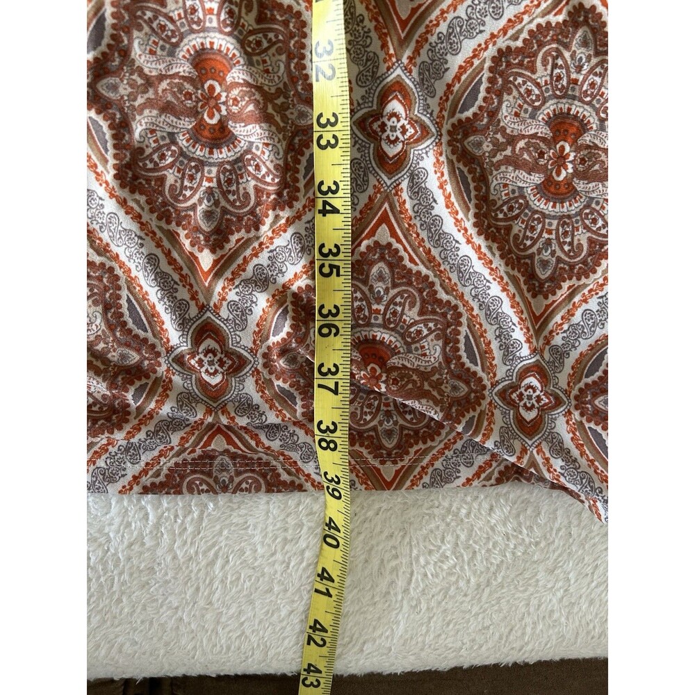 Suzy Shier + Paisley Wrap Dress 1X True Wrap Boho Rust Brown Midi Stretch - Picture 9 of 9
